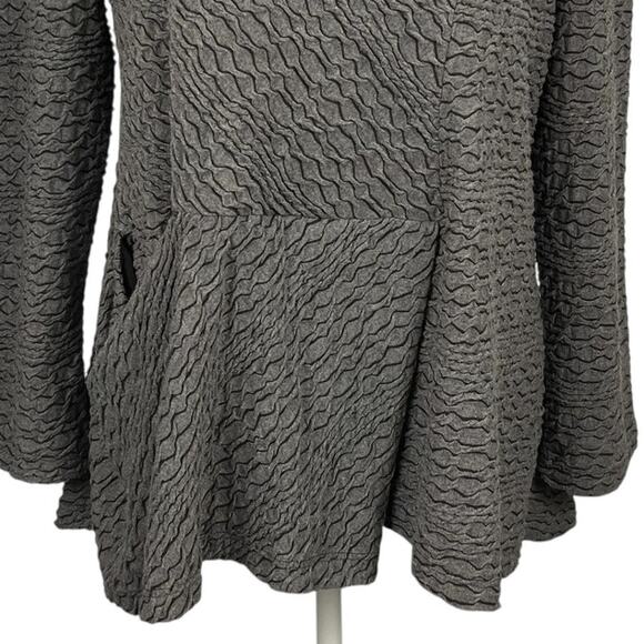 IC By Connie K Shirt Gray Swing Flowy Tunic Top Long Sleeve Womens Size Medium - Picture 3 of 9